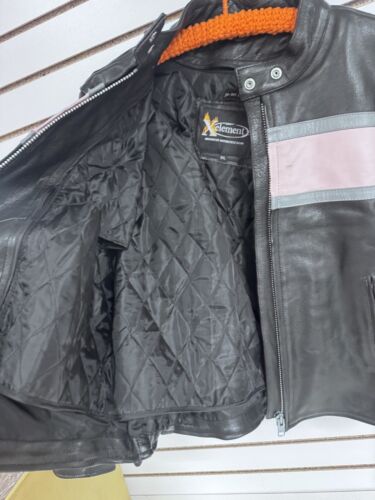 Xelement Womens Motorcycle Jacket and Armor Size 3XL Black Leather Pink Nylon - Picture 2 of 8