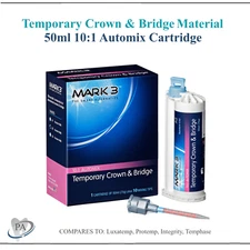 Dental Temporary Crown and Bridge Material 50ml 10:1 Cartridge, Shade A1, A2, B1