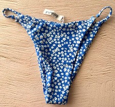 Zaful Blue White Flower Bikini Bottom S Women  s String Side