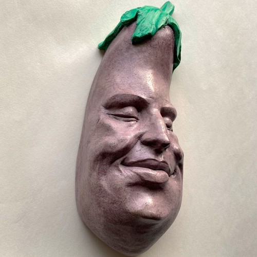 Wetterfeste süße Aubergine Wandskulptur, Gemüse dekorativer Gartenakzent - Bild 9 von 12
