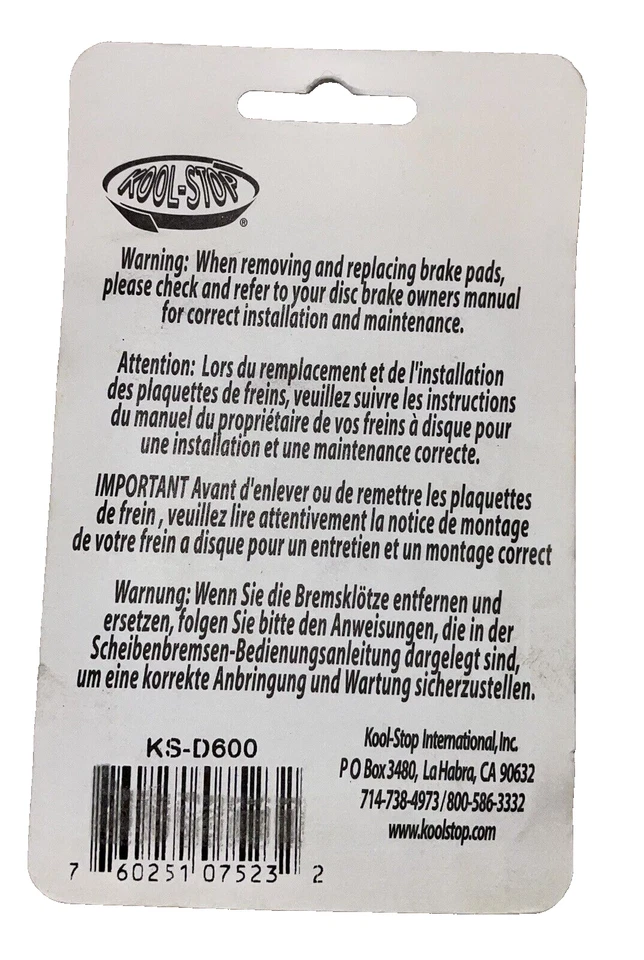 Pastillas de repuesto de freno de disco para bicicleta Kool Stop KS-D600 Foto 2 de 2