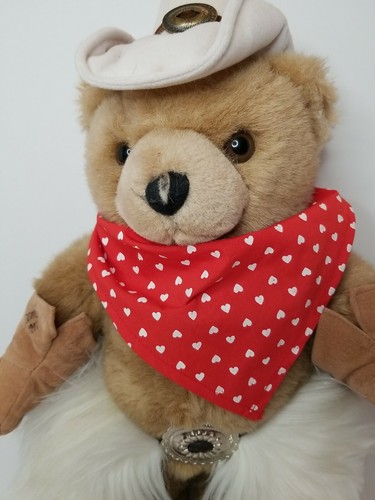 OZ Enterprises LoneStar orso peluche animale con chaps, cappello, bandana 1994 15" ed etichetta - Foto 3 di 11