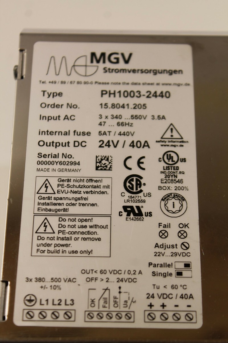 MGV PH1003-2440 電源ユニット 24V 40A 【公式通販】
