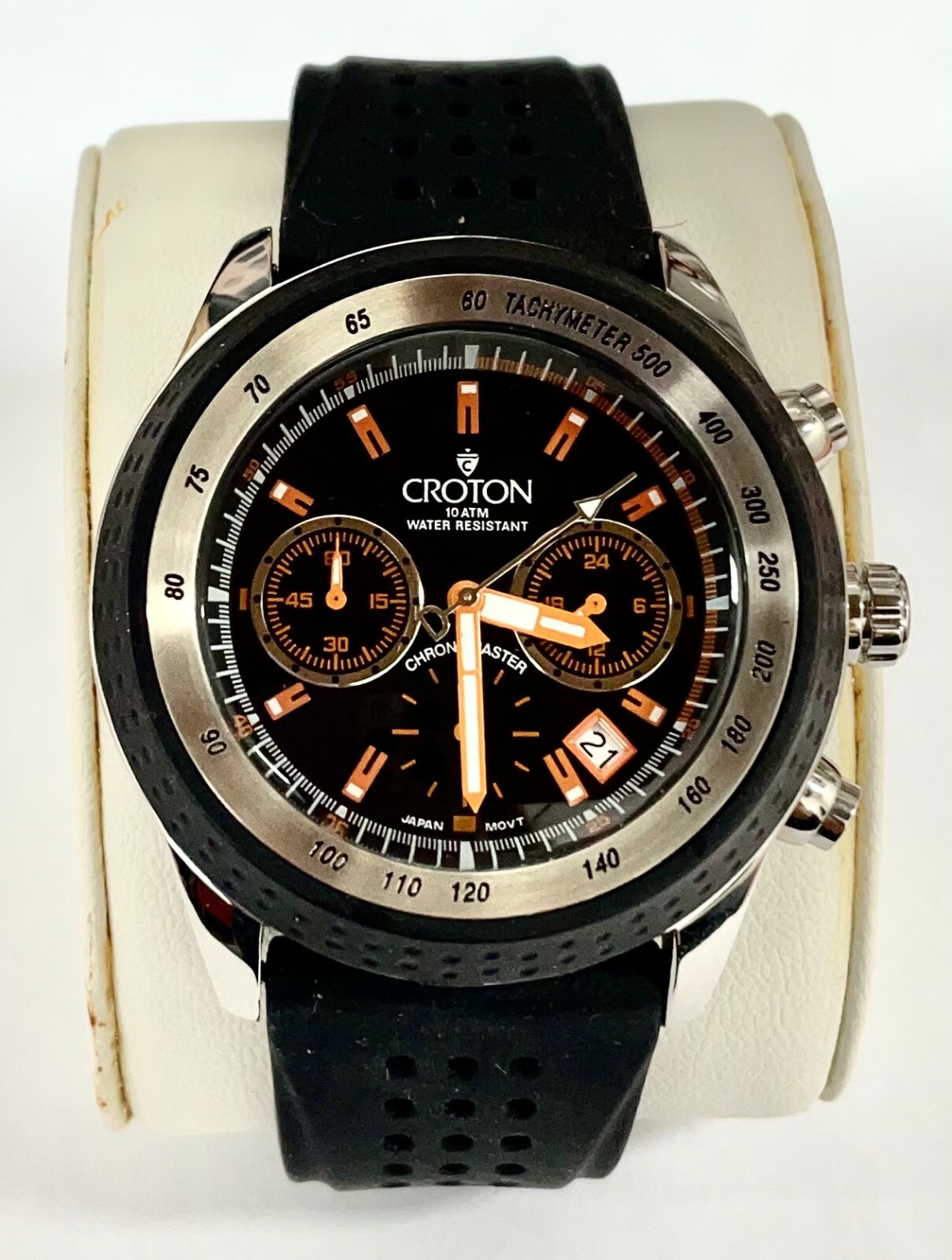 Мужские часы Croton с черным каучуковым ремешком CC311280