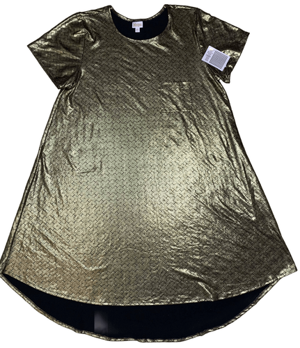 LuLaRoe Damen Kleid Größe 3XL Carly Elegant Gold Schwarz Diamanten 3X 24/26 Neu mit Etikett - Bild 1 von 5