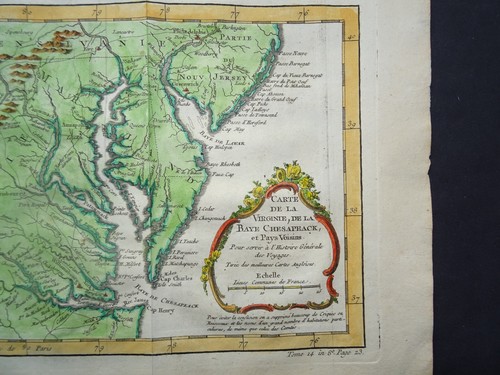 Antique map of Virginia and Chesapeake Bay by Nicolas Bellin 1757 - Picture 3 of 5