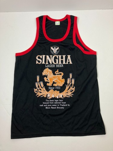 Singha Beer Tank Top Thailand, Black, Red & Gold Size XL - Picture 3 of 10