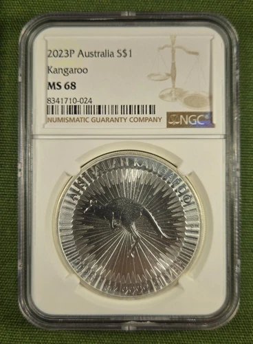 2023-P Australia $1  Kangaroo  1-oz .9999 Fine Sliver- NGC MS-68