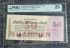 Germany Republic Treasury 50 Millionen Mark 1923 P98a PMG-25 Very Fine