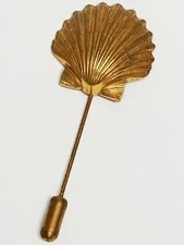 Vintage Miriam Haskell Gold Tone Seashell SHELL Stick Pin