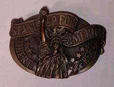 1984 The Great American Buckle Company Stand Up For America Belt Buckle 