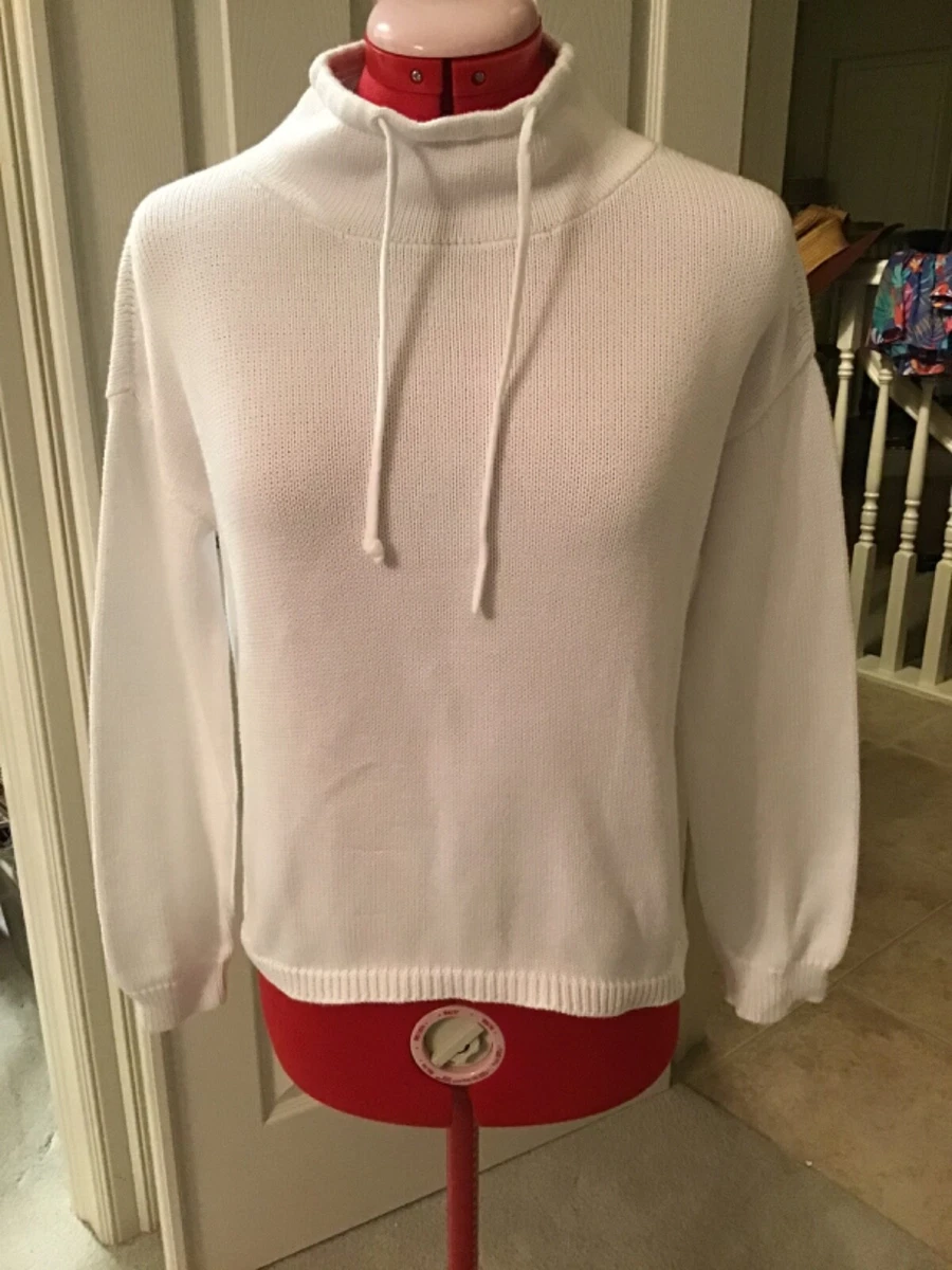 Eileen Fisher Organic Cotton Silk Funnel Neck Box Top white Size