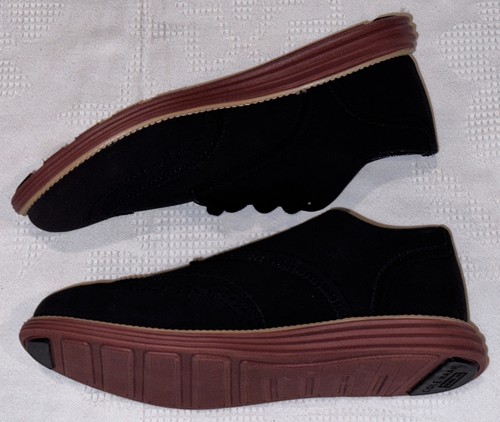 COLE HAAN Grand.OS Oxford Black Suede Brogue Wingtip Dress Shoes NEW Boys Sz 5 - Picture 4 of 9