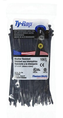 Thomas & Betts Ty-Rap TY525MX 7.31 Inches 50lb BLACK UV 100/BAG 7TAG009170R0002