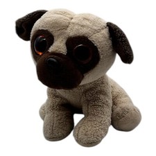 Ty VelveTy Rufus Pug Dog Plush Beanie Beige Brown Puppy Dog Stuffed Animal 8  