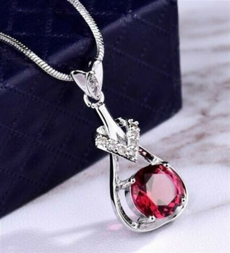 18 K White Gold Filled Stunning Cubic Zirconia Pendant Necklace - Picture 3 of 12