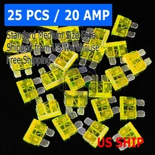 25 Pack 20 Amp ATC ATO Blade Fuse Kit Auto Car Boat Marine Truck Motorcycle 20A 