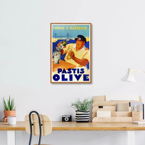 Vintage Food & Drink Poster, Pastis Olive, Comme a Marseille, 1936 - Picture 8 of 10