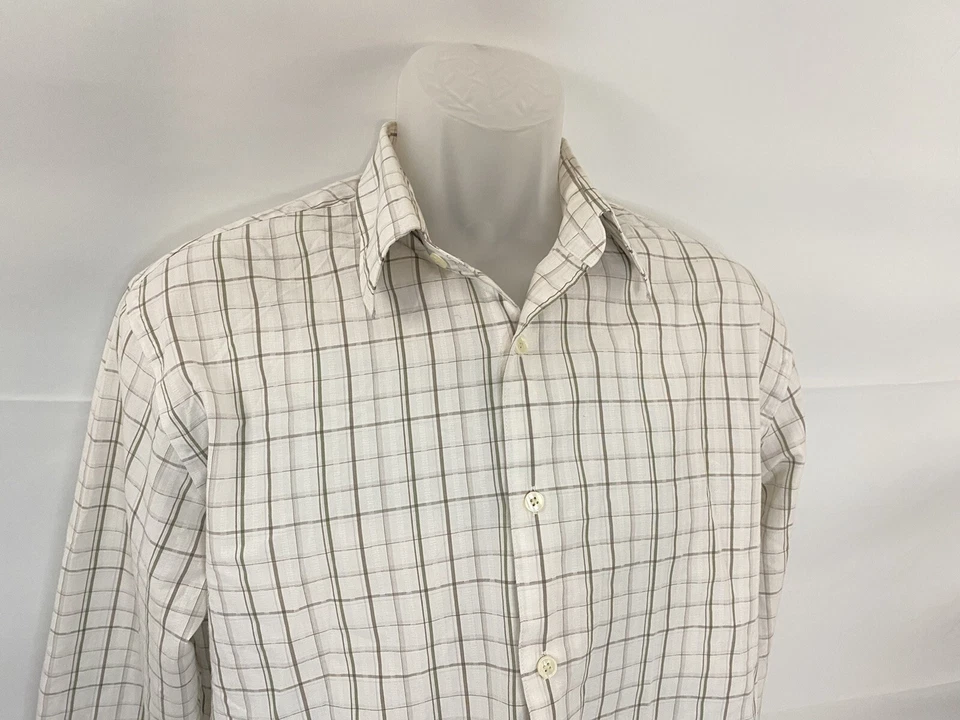 Camisa Axist Calce Moderno Manga Larga Con Botones Para Hombre L Blanca Gris Cuello A Cuadros G1 Foto 2 de 4