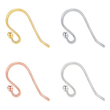 Sterling Silver Ball End Earwires, Bead End Ear Hooks for Earrings 10pcs/5 pairs