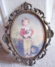 picture-print ITALY under glass framed ,A boy with a dog,wall hanging