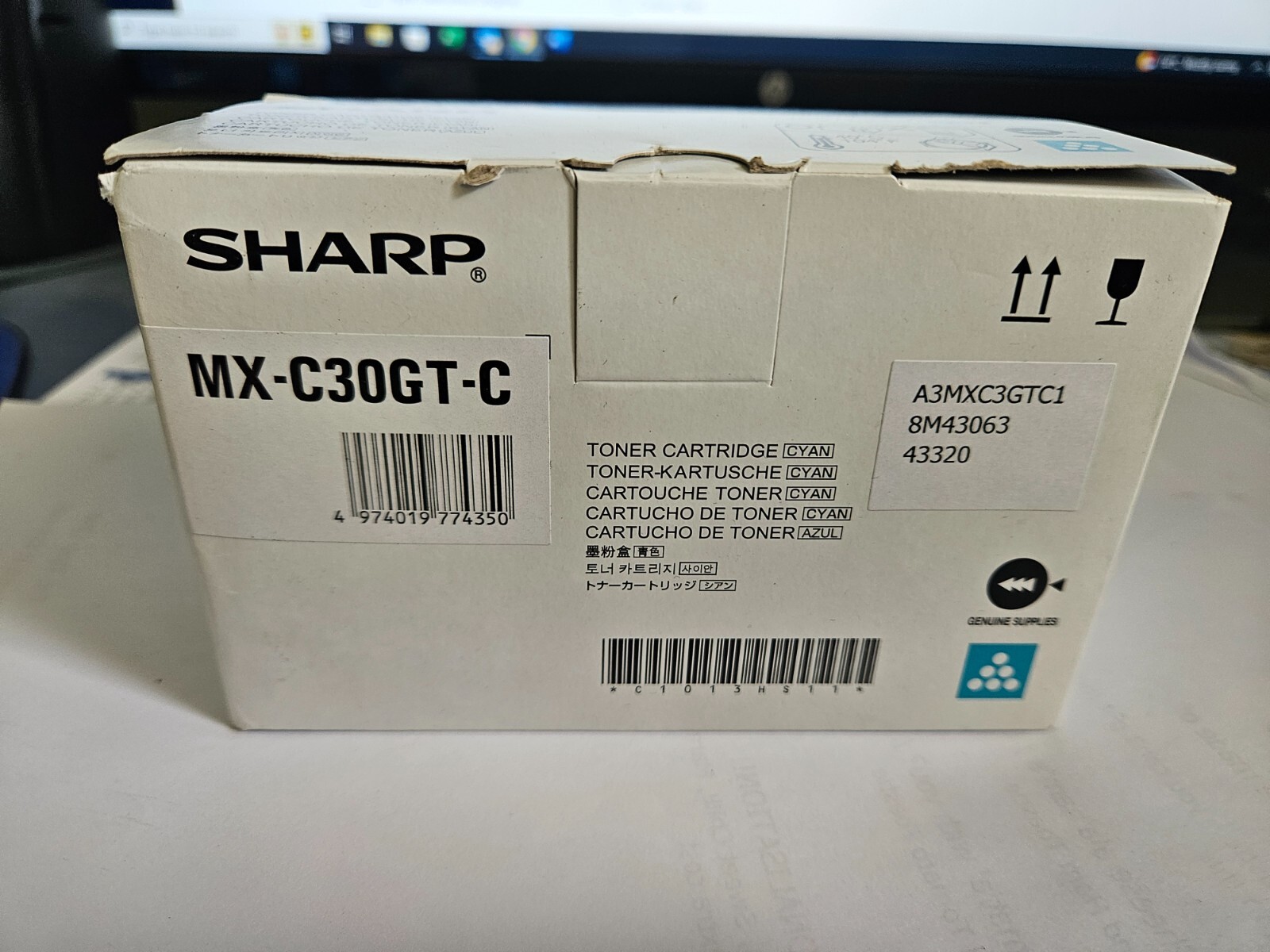 Genuine Sharp  MX-C30GT-C Cyan Toner MX-C250F C300 C301 Vat Inc