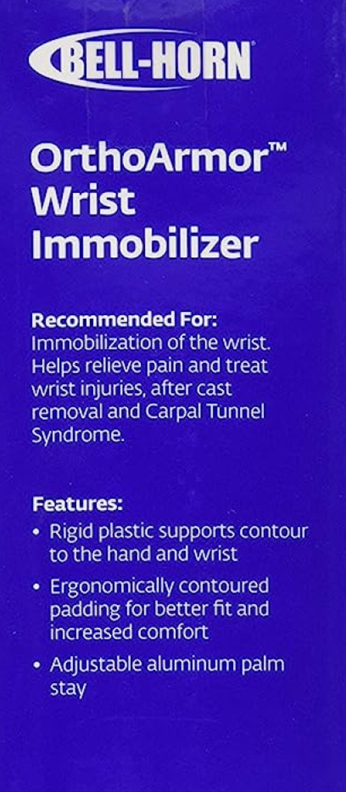 Bell-Horn Ortho Armor Wrist Immobilizer Left Hand Medium