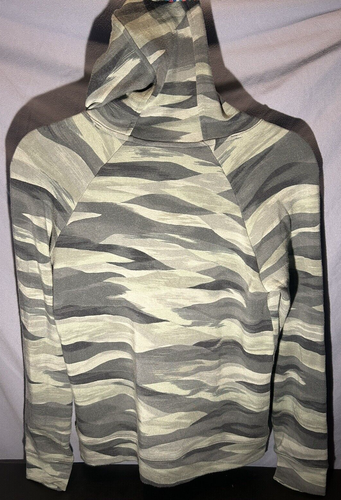 ATHLETA Pullover Stretch Green Camo Print Hooded Sweatshirt Girl's Size XL 14 - Picture 2 of 4