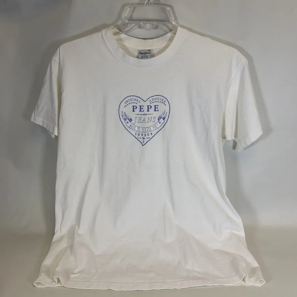 All-flaw Size Blue Heart Streetwear-One Fits Tee White eBay Jeans Logo With Pepe Vtg |