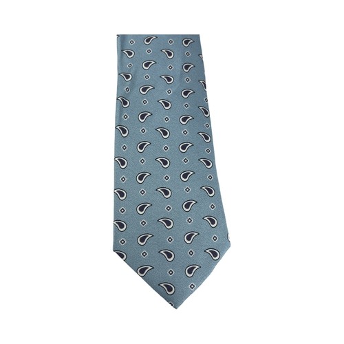 LA Smith Blue Deco Print 100% Silk Tie And Pocket Square Set NEW - Picture 2 of 4
