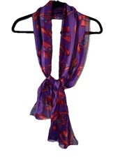 Red Hat Society Scarf Purple Red Hats Sheer Stripes Retro Granny Core 