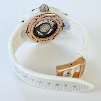 Alpina Geneve Watch White Ceramic/Rubber Strap Rose Gold 