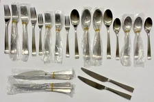 40 Piece Gourmet Settings "HOTEL" Satin Stainless 8 Place Settings Unused