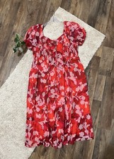 Torrid Size 1X Shady Rose Floral Smocked Lace Up Sweetheart Neckline Midi Dress