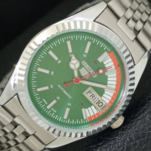 SEIKO 5 AUTOMATIC VINTAGE REFURBISHED 6309A JAPAN MENS GREEN WATCH a440842-1