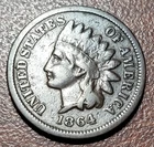 1864 L Bronze Indian Head Cent VG+ near Fine Original Toning No Issues Penny