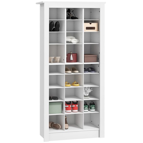 Shoe Cabinet with Adjustable Shelves for 27 Pairs of Shoes, White - Picture 3 of 11