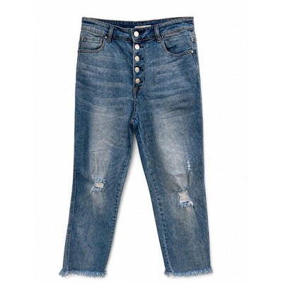 Risen Jeans- Straight Leg Distressed