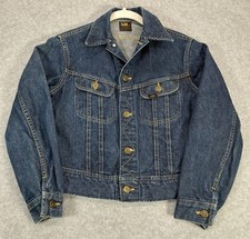VTG 50s 60s Lee Denim Jacket Adult XS 16x20 Dark Blue Union Made Sanforized USA
