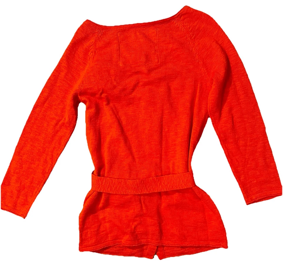 Nuevo con etiquetas Tommy Hilfiger Mujer•XS Naranja Cárdigan Suéter Cinturón Floral Pin Botón Foto 2 de 4