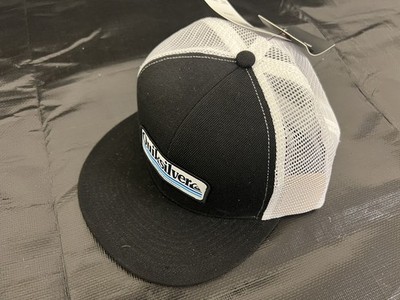 QUIKSILVER Black White Horizon Patch Logo Trucker Mesh Hat Cap Snapback Brim NEW