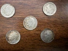 Lot of 5 90% Silver Roosevelt Dimes 10C Circulated