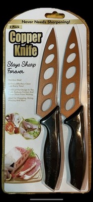 2 Pack Tekno 10'' Copper Kitchen Knife Stays Sharp Forever Stainless Steel NEW