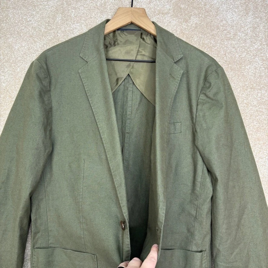 Chaqueta Traje J.Crew Calce Clásico Para Hombre Talla Mediana Verde Cáñamo Algodón Orgánico Foto 4 de 4