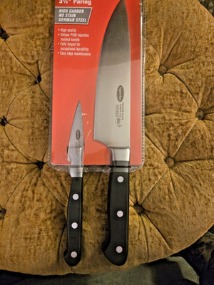 Superior 2pc Chef Knife Set 8'' & 3.5'' Paring High Carbon German Steel NSF New