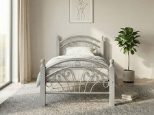 Ps102-Metal Frame Bed with Wooden Legs- Dirty Oak, Grey, White