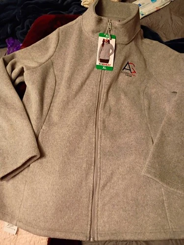 32 Degrees Heat Gray Solid Fleece Full Zip Jacket XL Stand-Up Collar NWT - product listing photo