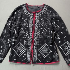 Notations Black Embellished Jacket Size Medium, Embroidered Sequin Accent