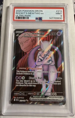 2025 POKEMON DRI EN-DESTINED RIVALS ULTRA RARE TEAM ROCKET'S MEWTWO EX PSA 9