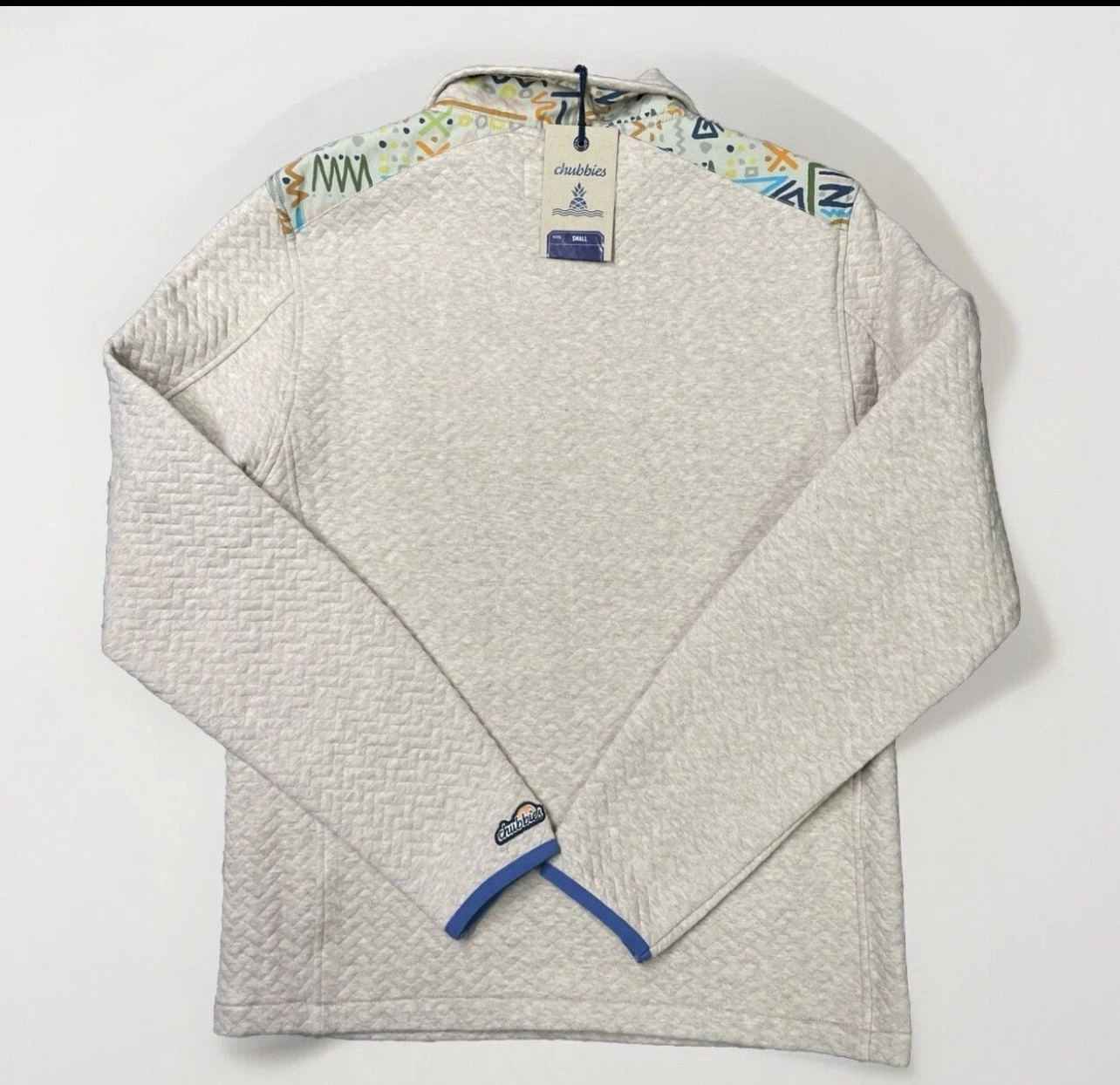 Chubbies Jacket Mens Small The Sand Storm Quilted 1/4 Zip Sweater Pullover Aztec